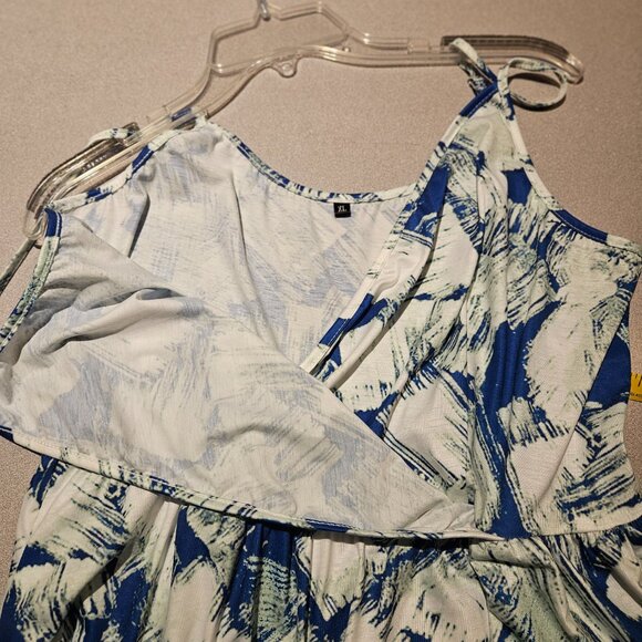 Nice Summer Dress, XL,  blue green and white. - Picture 9 of 10
